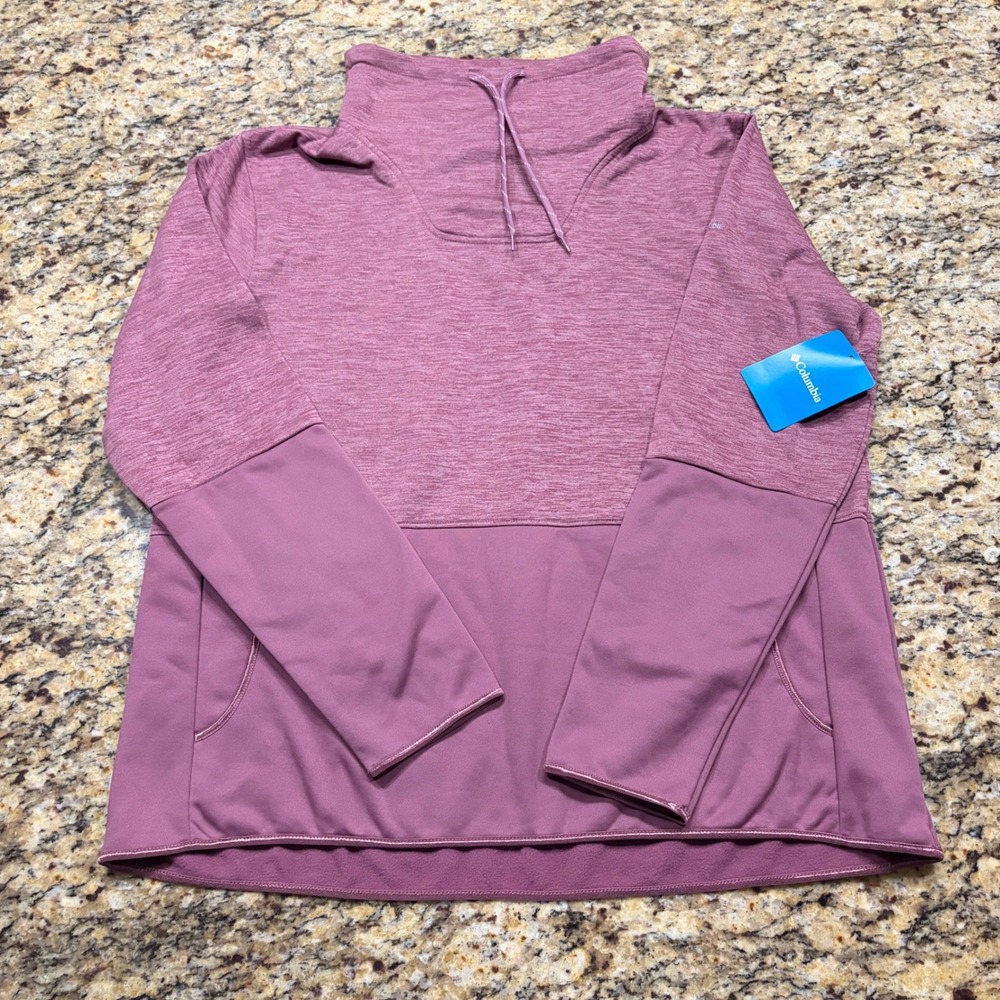 NEW Columbia Womens XL Mauve Heather Funnel Neck Fleece Pullover Sweatshirt ws